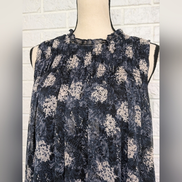 NWT Joie Baltic Print Mini Sleeveless Dress Sz Large Sheer Chiffon Flowy Blue - Picture 8 of 12